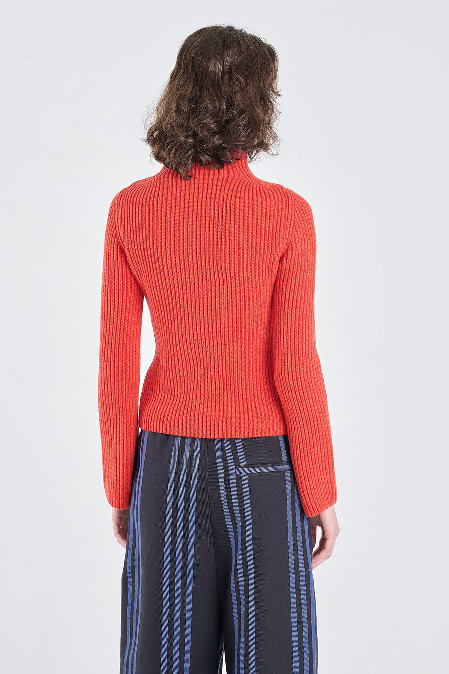 Luminious red merino wool chunky pullover