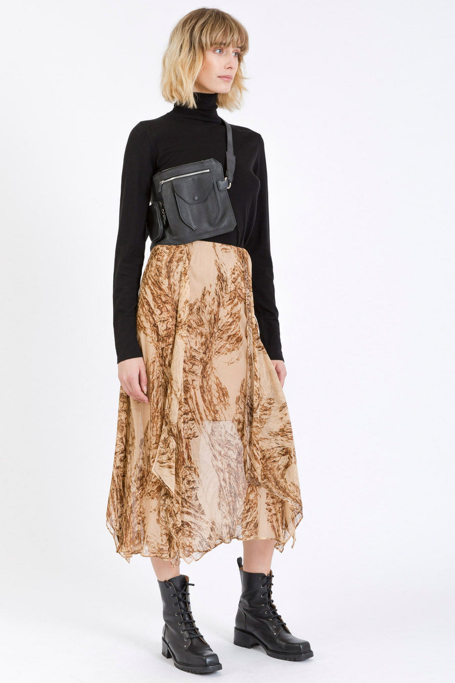 Black leather belt bag