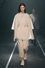 Light beige thin leather belt