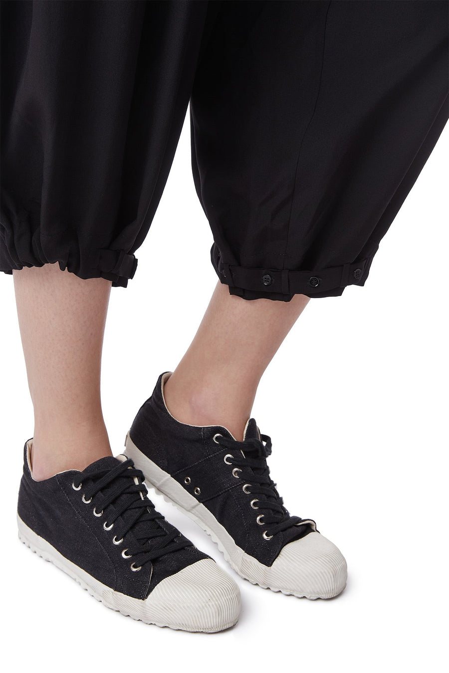 Graphite black thick cotton denim sneakers