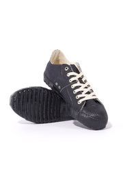 Navy blue rudeback linen sneakers