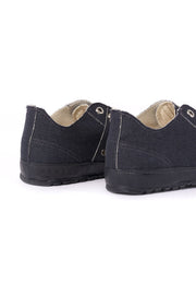 Navy blue rudeback linen sneakers
