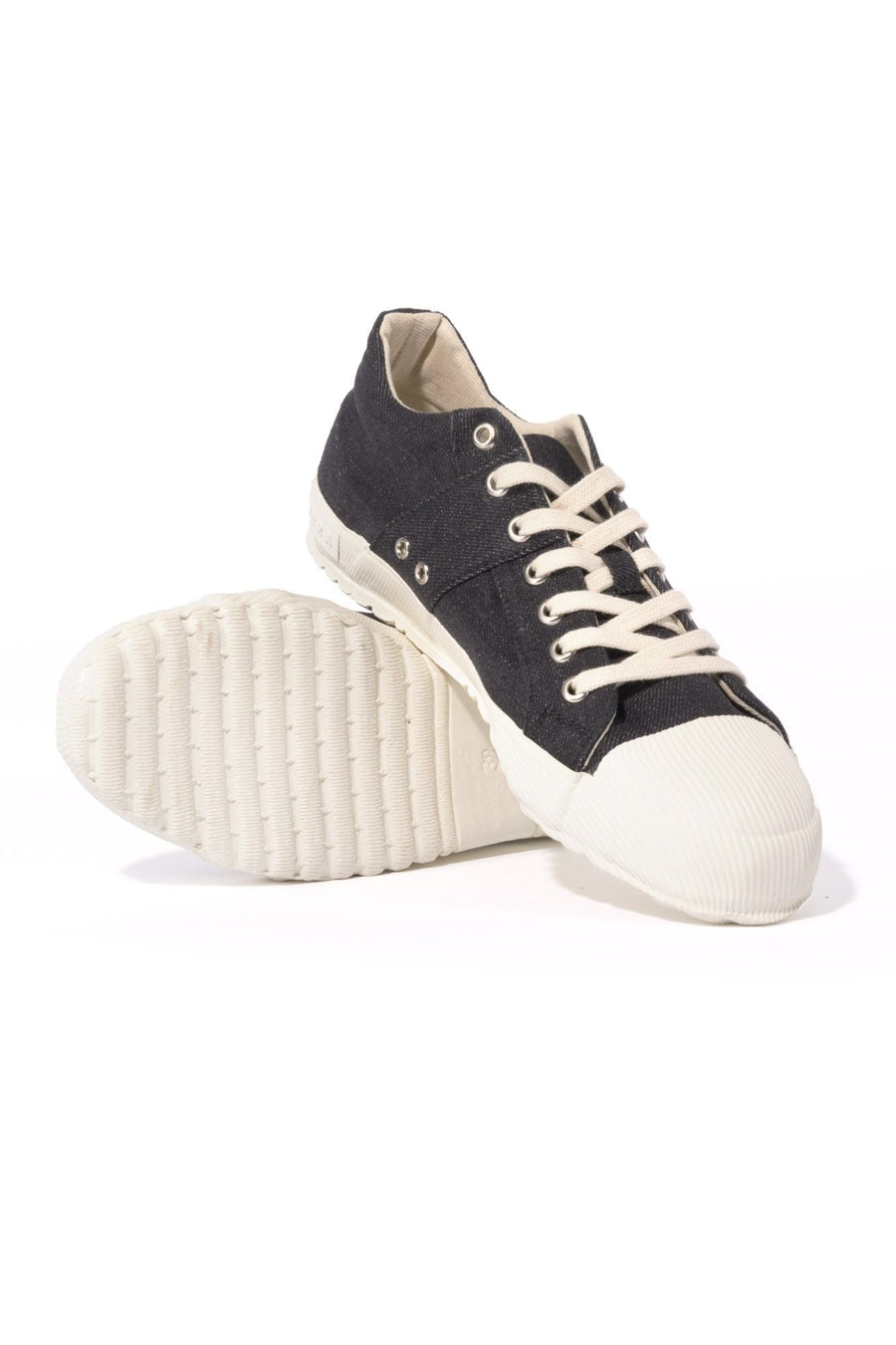 Graphite black thick cotton denim sneakers
