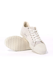 White grey suede leather sneakers