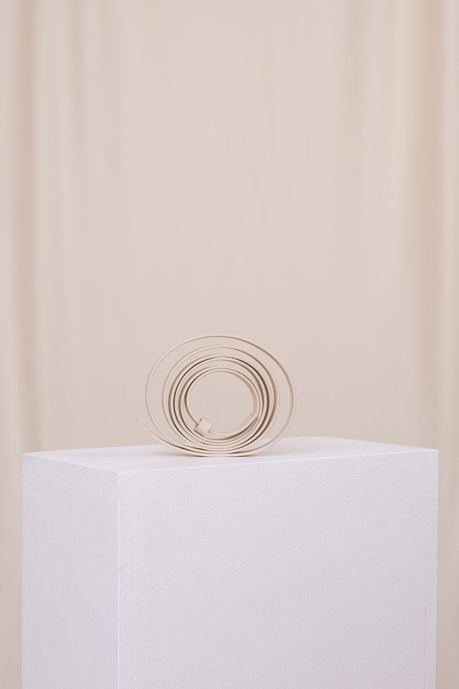 Light ivory long tied belt
