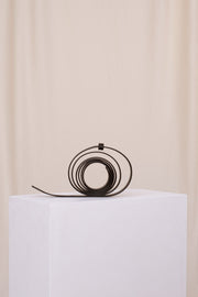 Black sustainable leather thin long belt