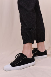 Black split calf suede leather sneakers