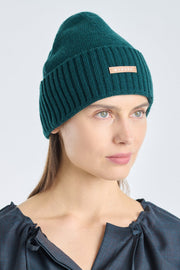 Dark green extra fine merino beanie