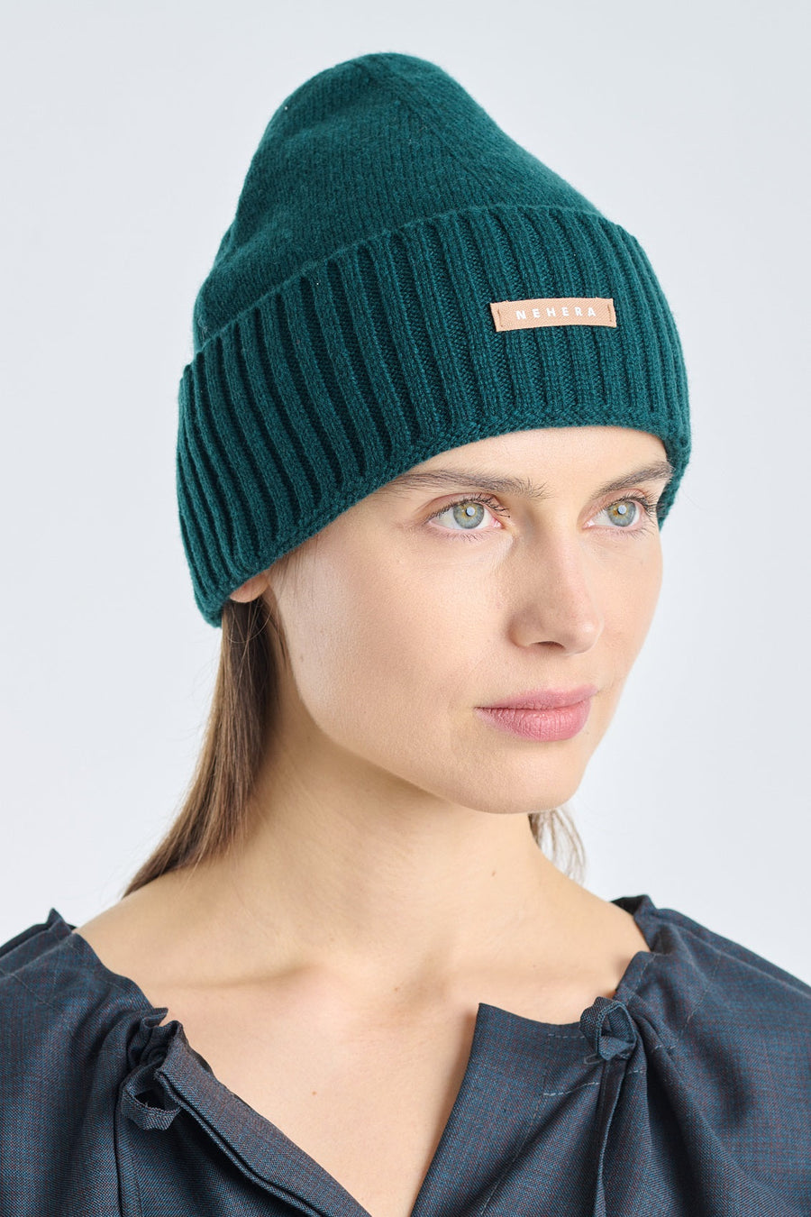 Dark green extra fine merino beanie