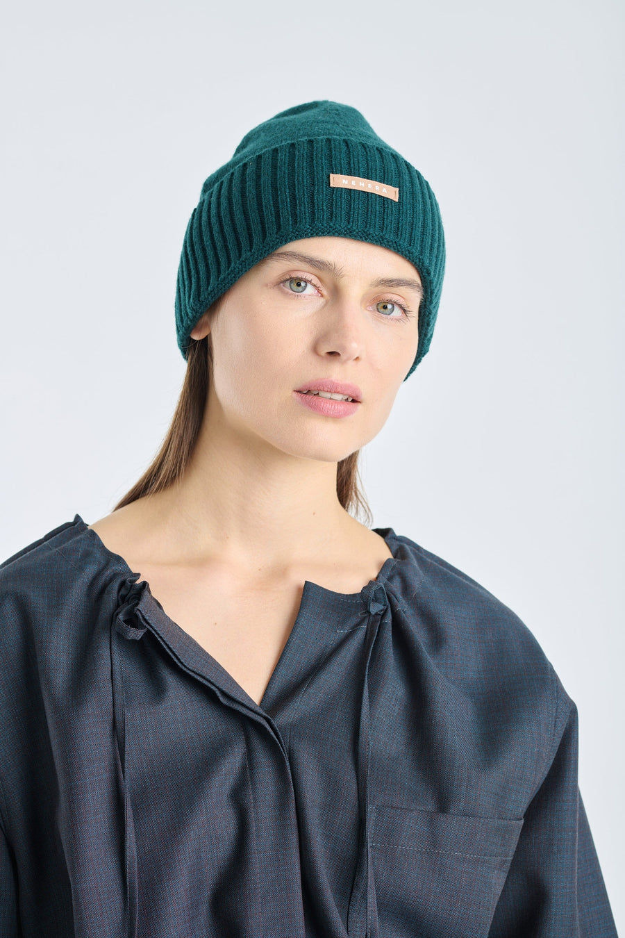 Dark green extra fine merino beanie