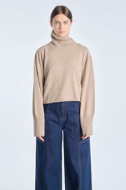 Nomad beige cashmere cropped turtleneck