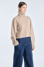 Nomad beige cashmere cropped turtleneck