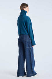 Atlantic green cashmere cropped turtleneck