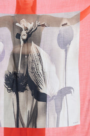 Warm grey wool photo print scarf
