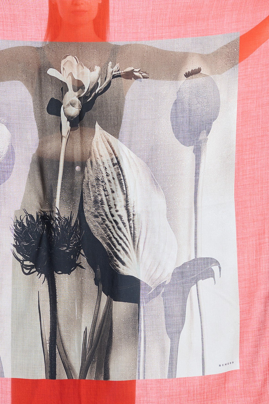 Warm grey wool photo print scarf