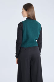 Dark green extra fine merino printed vest