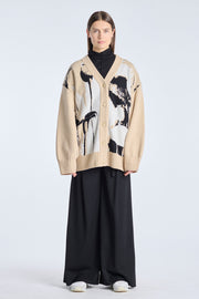 Beige merino oversized cardigan