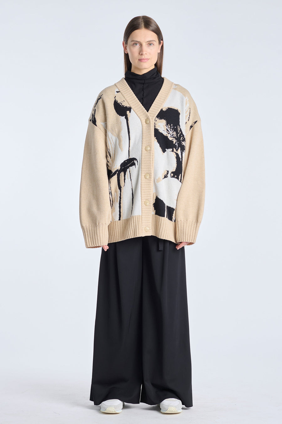 Beige merino oversized cardigan