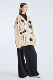Beige merino oversized cardigan