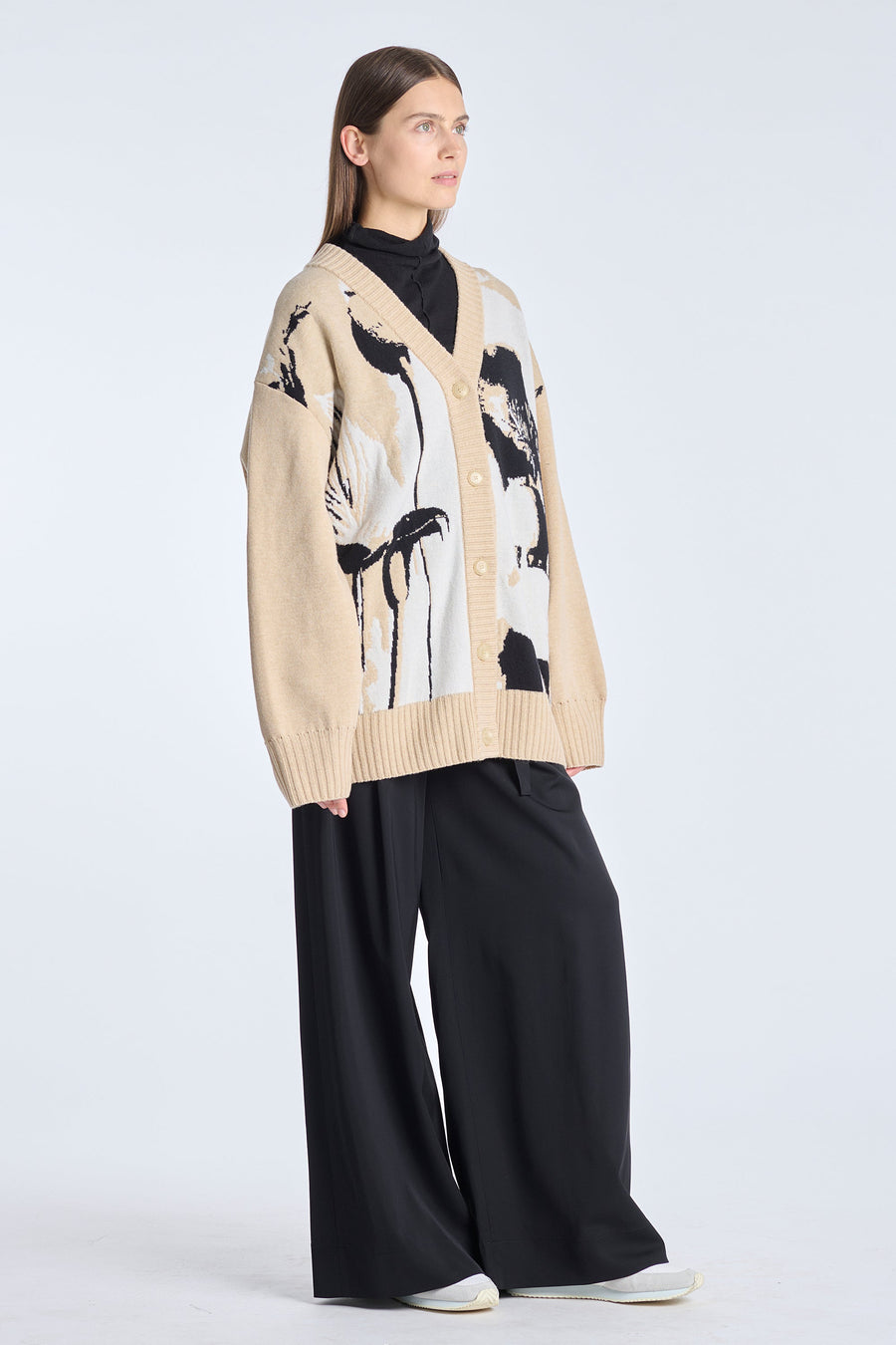 Beige merino oversized cardigan