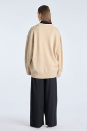 Beige merino oversized cardigan