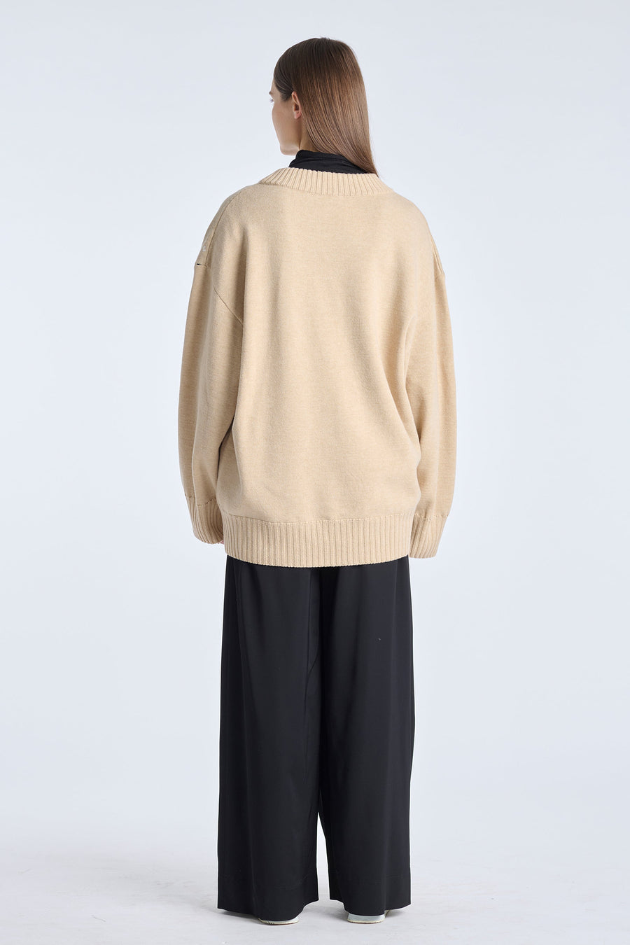 Beige merino oversized cardigan
