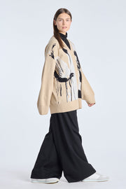 Beige merino oversized cardigan