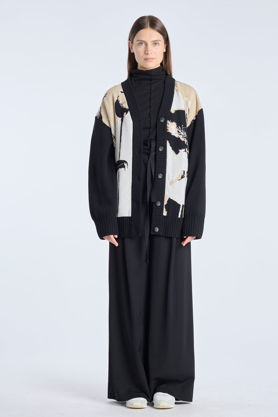 Black merino oversized cardigan