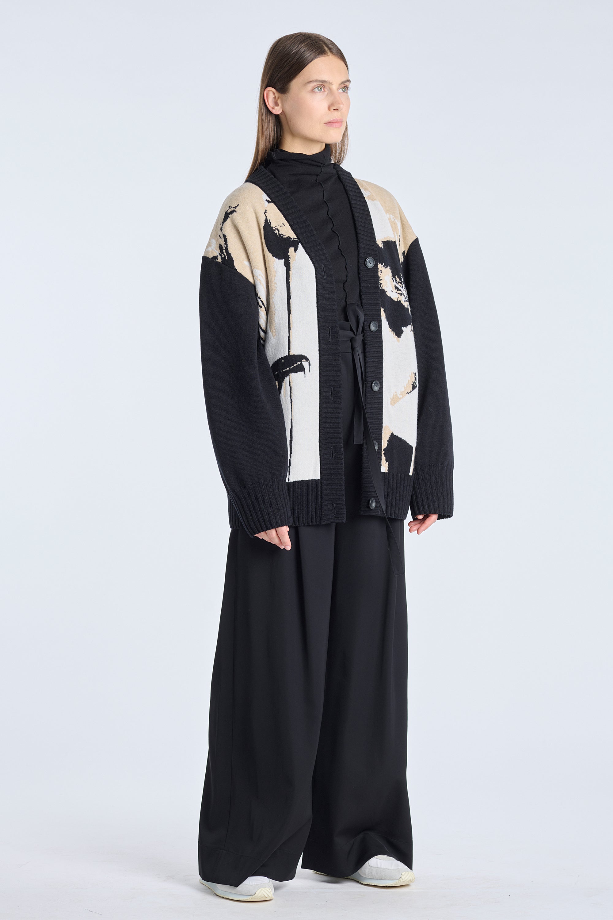 Black merino oversized cardigan