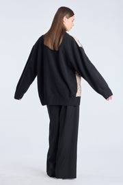 Black merino oversized cardigan
