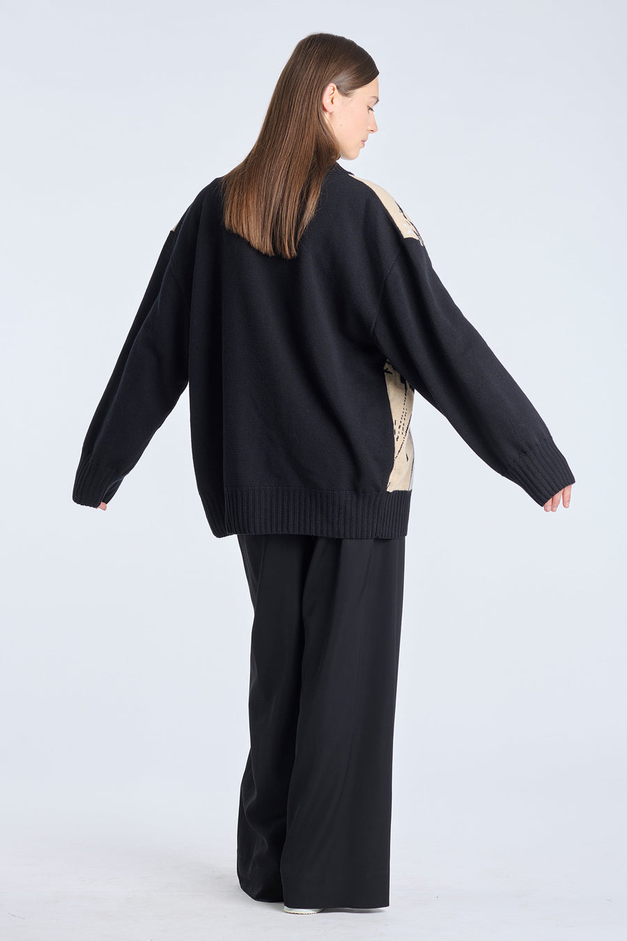 Black merino oversized cardigan