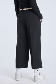 Black bistretch wool cropped pants