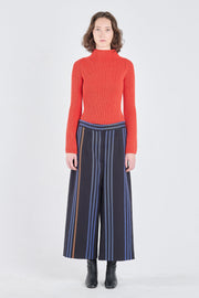 Black&cobalt blue cotton plaid pants