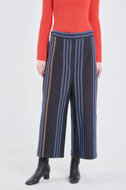 Black&cobalt blue cotton plaid pants