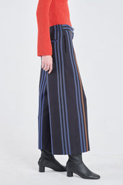 Black&cobalt blue cotton plaid pants