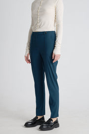 Teal green wool stretch and slim pants