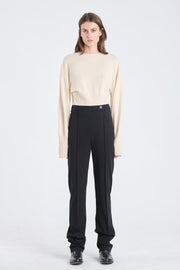 Black bistretch striped cigarette pants