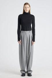 Grey stripe wool&cashmere pleated pants