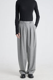 Grey stripe wool&cashmere pleated pants