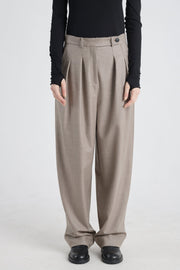Taupe lurex wool pleated pants
