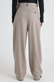 Taupe lurex wool pleated pants