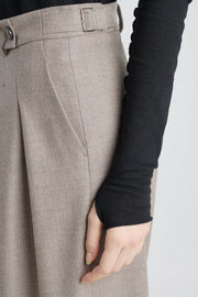 Taupe lurex wool pleated pants