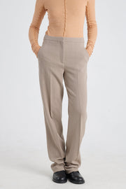 Taupe stretch wool pants with detachable pockets