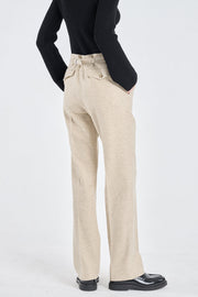 Sand tweed wool straight pants