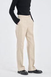 Sand tweed wool straight pants
