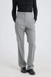 Grey stripe wool&cashmere straight pants