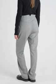 Grey stripe wool&cashmere straight pants