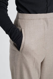 Taupe lurex wool straight pants