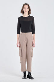 Taupe cotton wool cargo pants