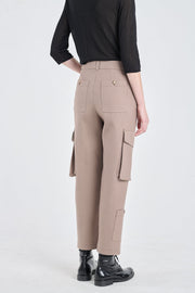 Taupe cotton wool cargo pants